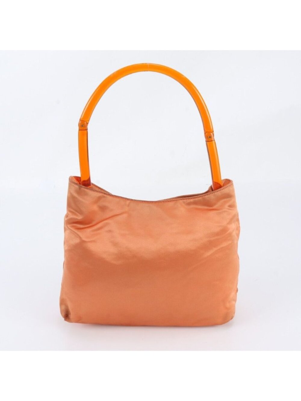 Prada White Tag Tessuto Nylon Triangle Logo Shoulder Bag Tote Clear Handle